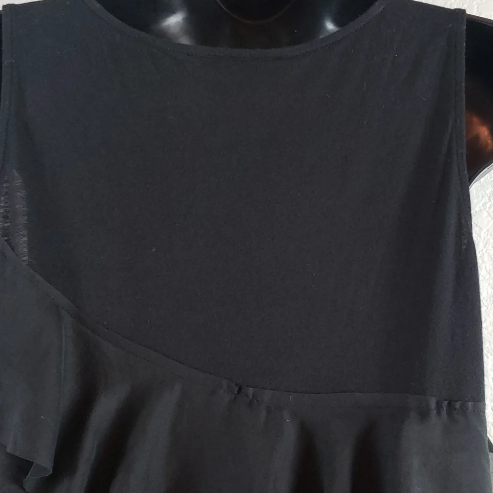 Loft | Women's Tier Ruffle V-Neck Pull-On Black Dress Sz S - Picture 7 of 9